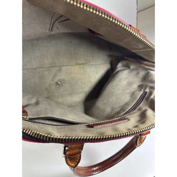 Dooney & Bourke Genuine Florentine Vacchetta Leather Domed Satchel Handbag Purse - Picture 4 of 16